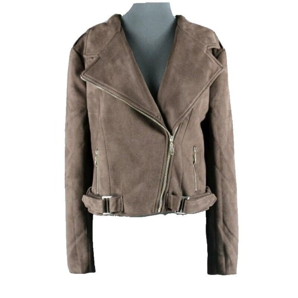 Romeo + Juliet Sz L Brown Gold Lined Polyester Blend Short Jacket - Picture 6 of 6
